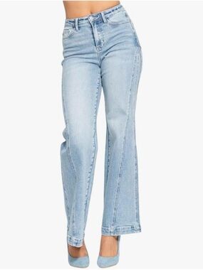 Judy Blue High Waist Retro Side Seam Wide Leg Jeans